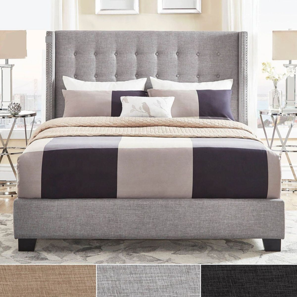 KAIU HOME - COMBO PREMIER BASE+CAB+COLCHON 140X190 GRIS