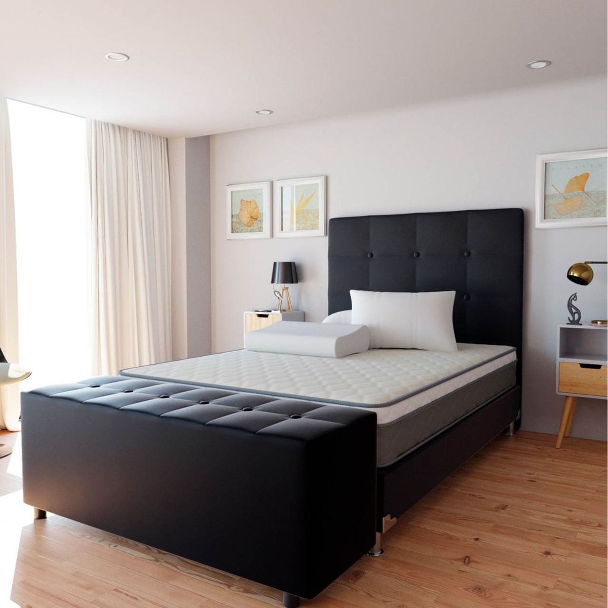 KAIU HOME - COMBO MILLENIUM 120X190 BAS+COLCHON+CAB+ALM+PROT