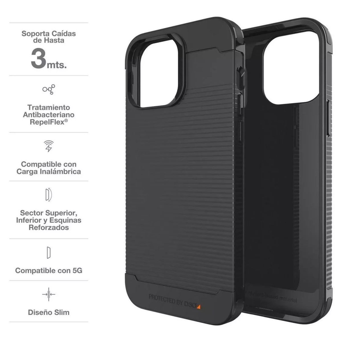 GEAR4 - Estuche Case Zagg Gear4 Havana Negro para iPhone 13 Pro