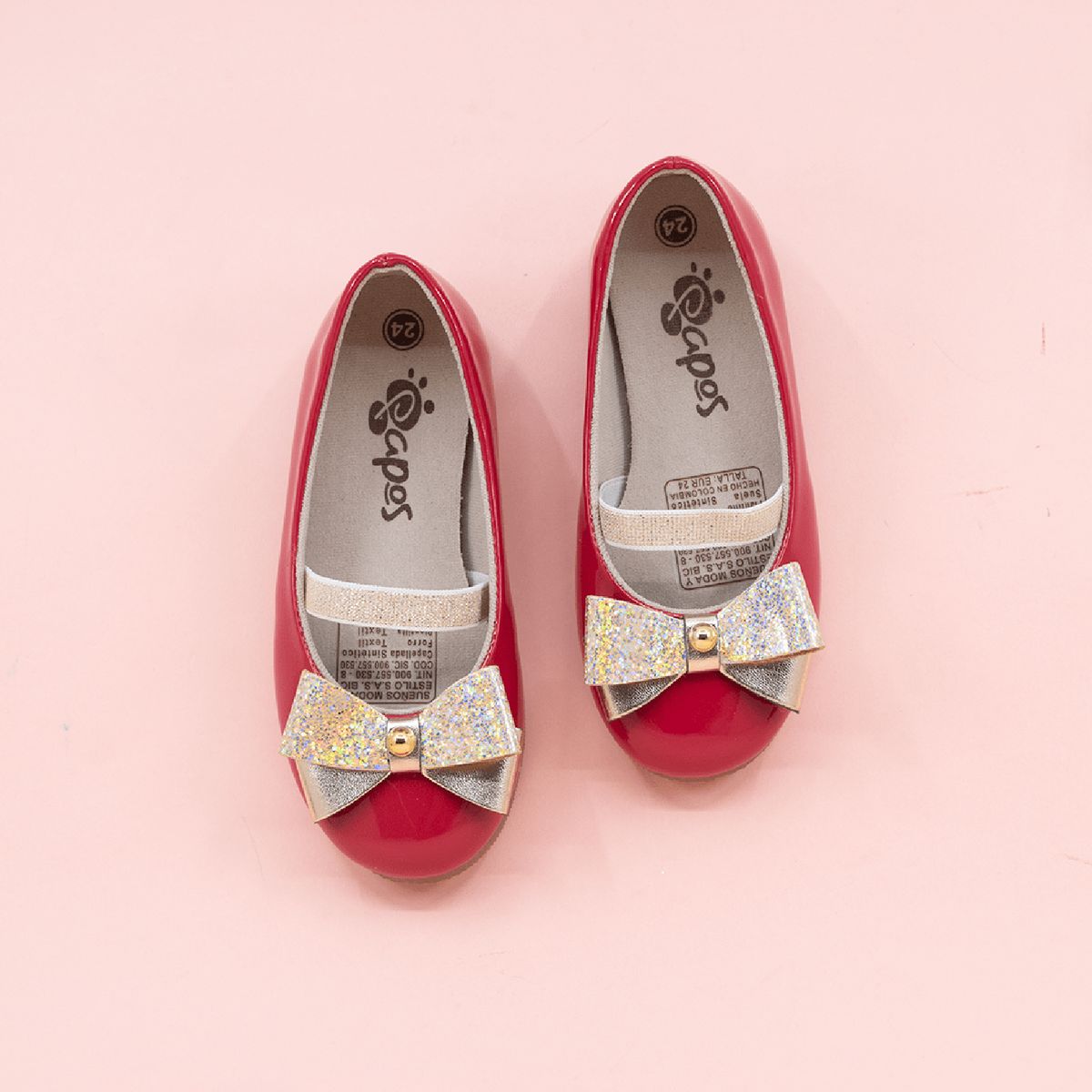 PAPOS - Baleta Jendayi Rojo y Dorado - Baletas Niñas Papos - Dorado