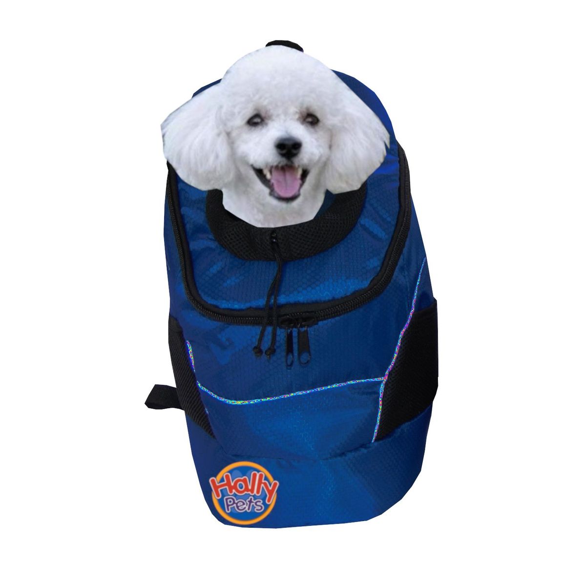 HALLY PET - Morral cargador ventana grande 28 x 48 x 18 cm Azul Oscuro.