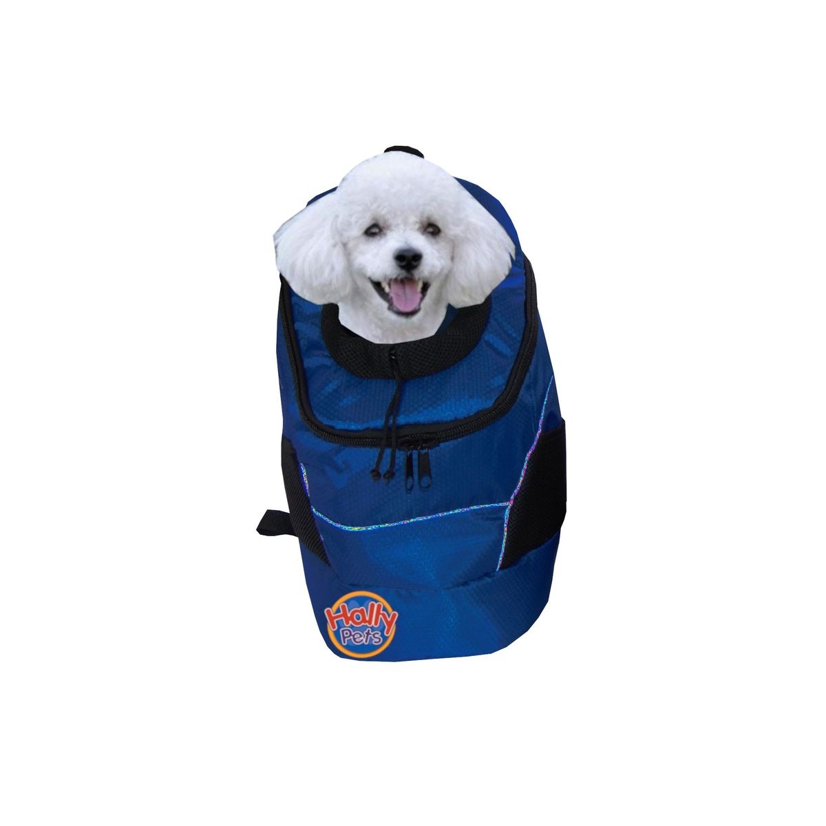 HALLY PET - Morral cargador ventana grande 28 x 48 x 18 cm Azul Oscuro.