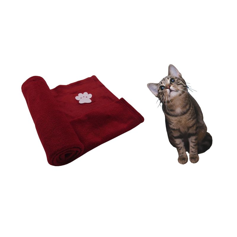 HALLY PET - Una cobija térmica grande 120 cm x 70 cm Vinotinto.