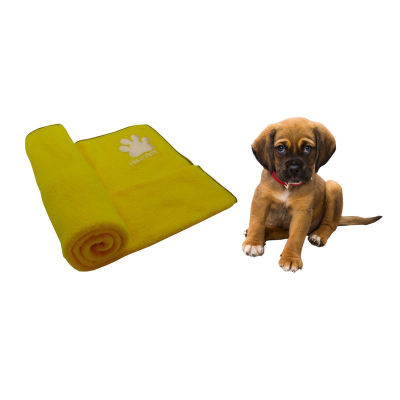 HALLY PET - Una cobija térmica grande 120 cm x 70 cm Amarillo.