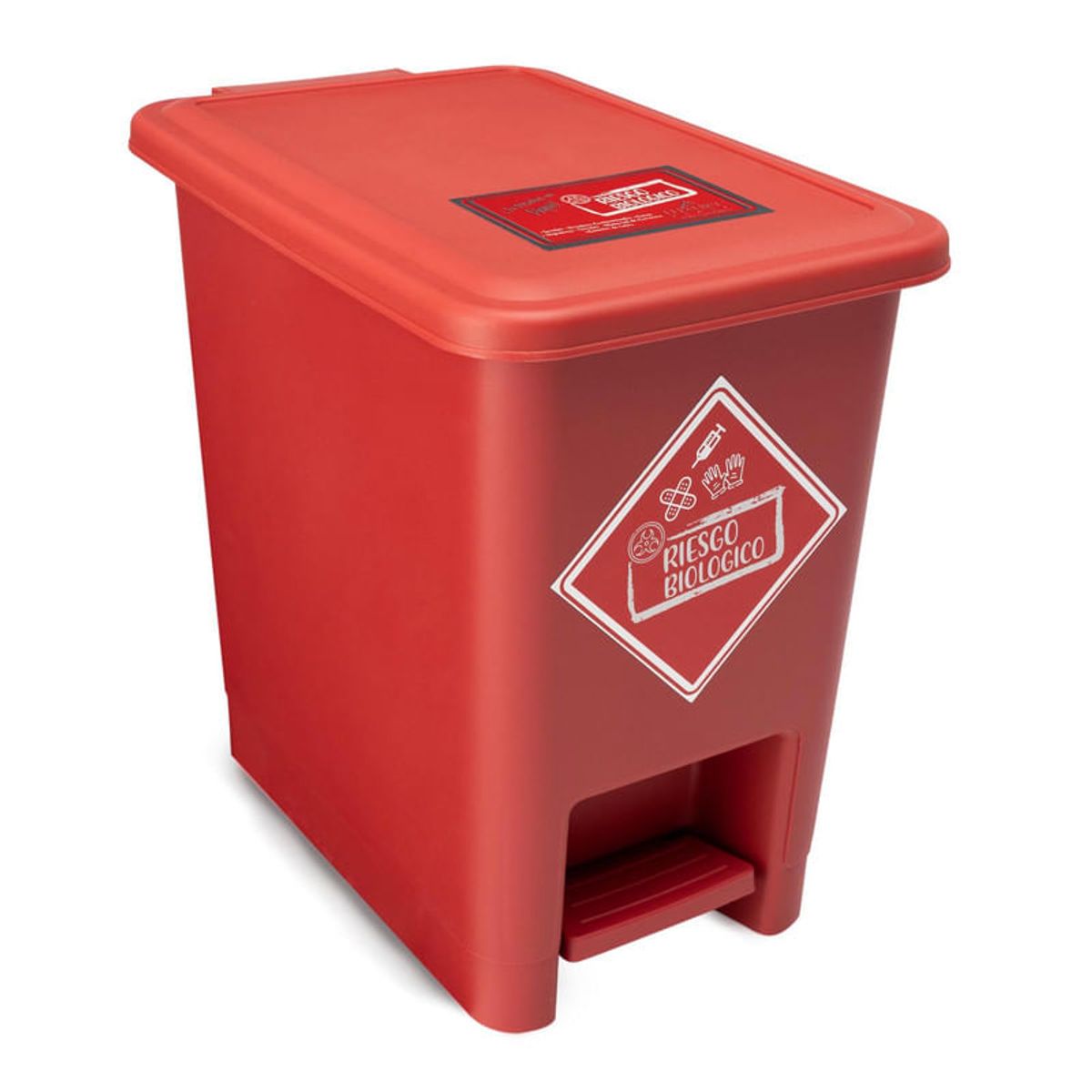 ENERGY PLUS - Caneca de reciclaje plástica roja papelera con pedal 8 Lts