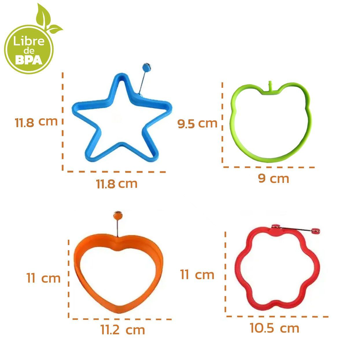 ENFANT'ASY - Molde Silicona Figura Para Freír Huevos Pancakes Tortilla X4