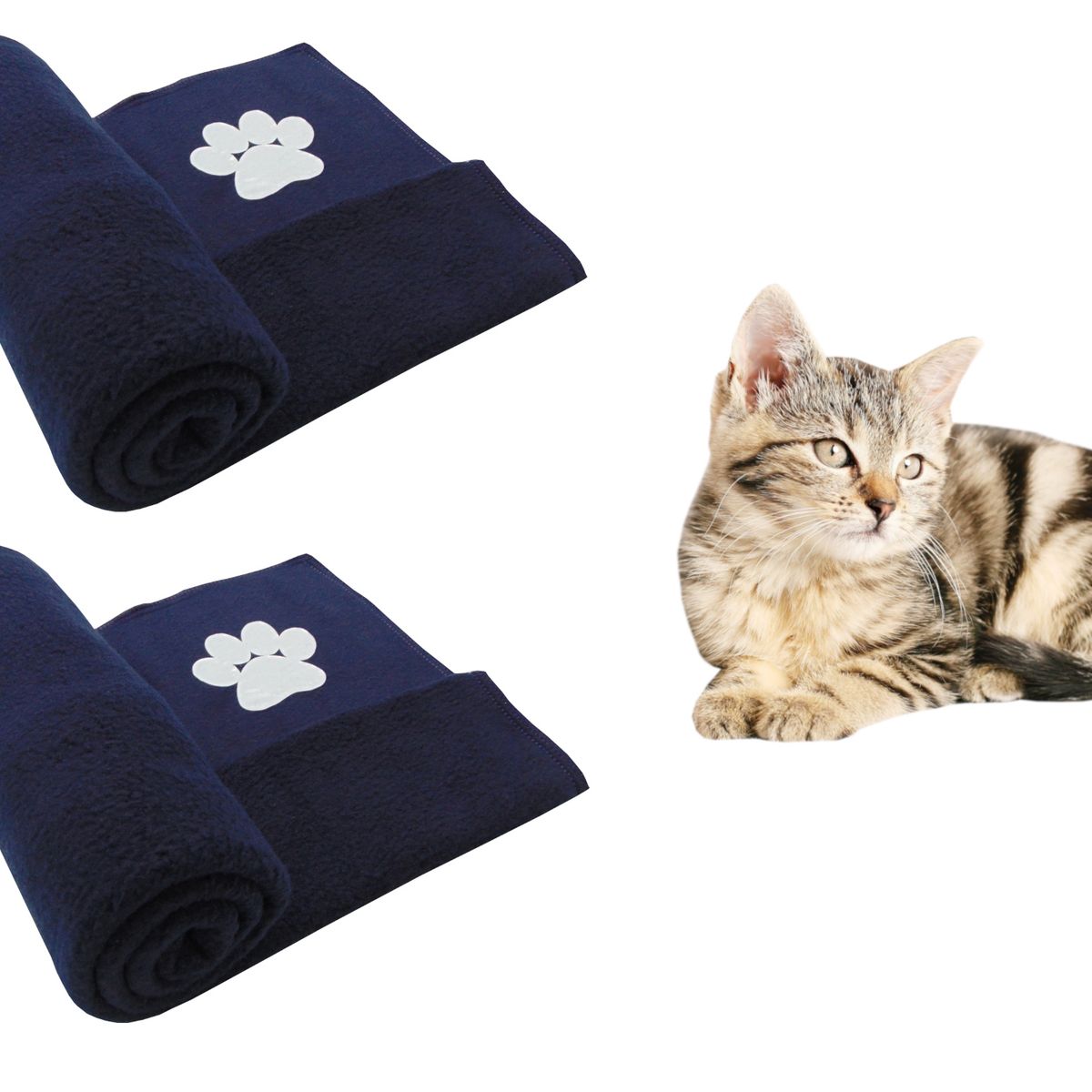 HALLY PET - Dos cobijas térmicas medianas 70cm x 70cm Azul Oscuro