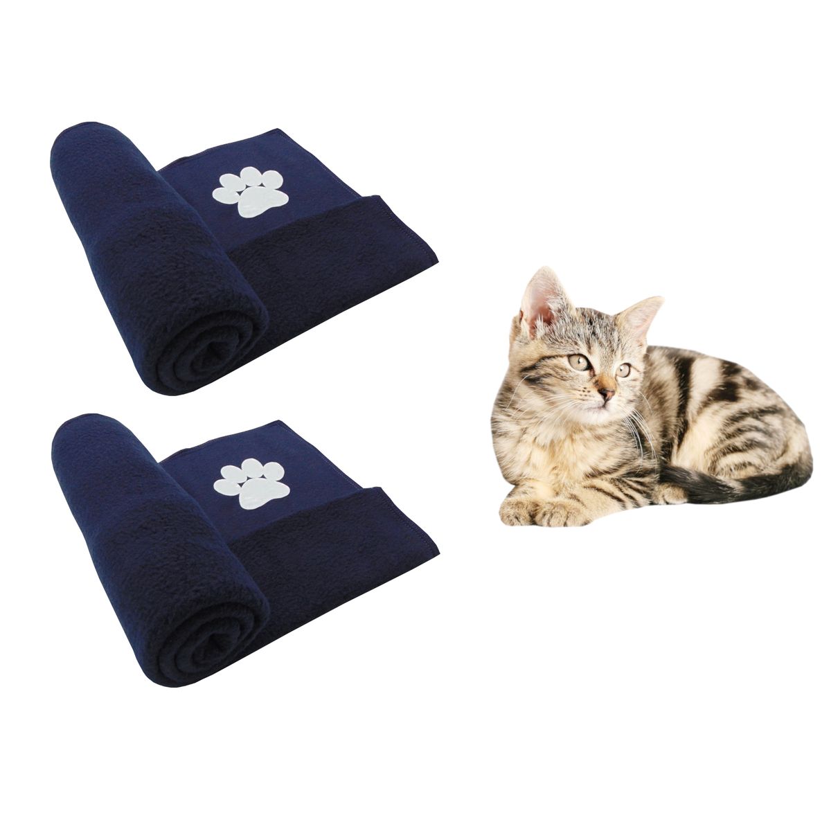 HALLY PET - Dos cobijas térmicas medianas 70cm x 70cm Azul Oscuro