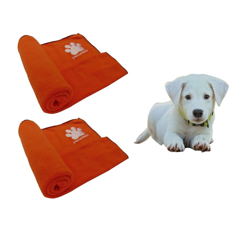 HALLY PET - Dos cobijas térmicas medianas 70cm x 70cm Naranja.