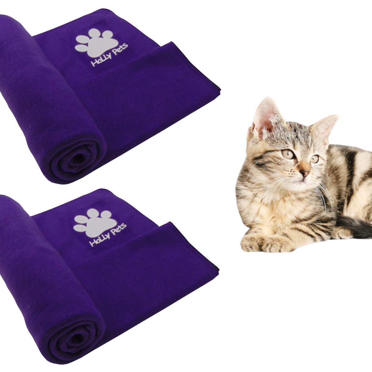 HALLY PET - Dos cobijas térmicas medianas 70cm x 70cm Morado