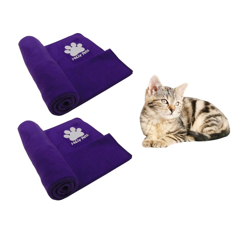 HALLY PET - Dos cobijas térmicas medianas 70cm x 70cm Morado.