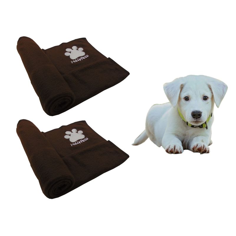 HALLY PET - Dos cobijas térmicas grandes 120cm x 70cm Marron.