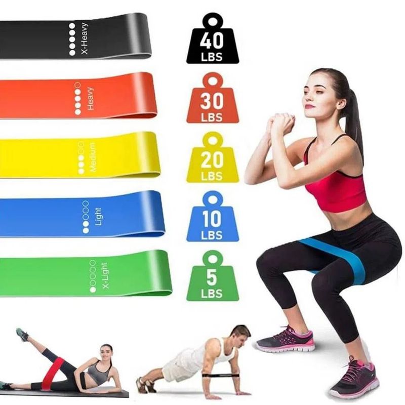 GENERICO - Kit Bandas Elásticas Para Pilates Yoga x 5 Und