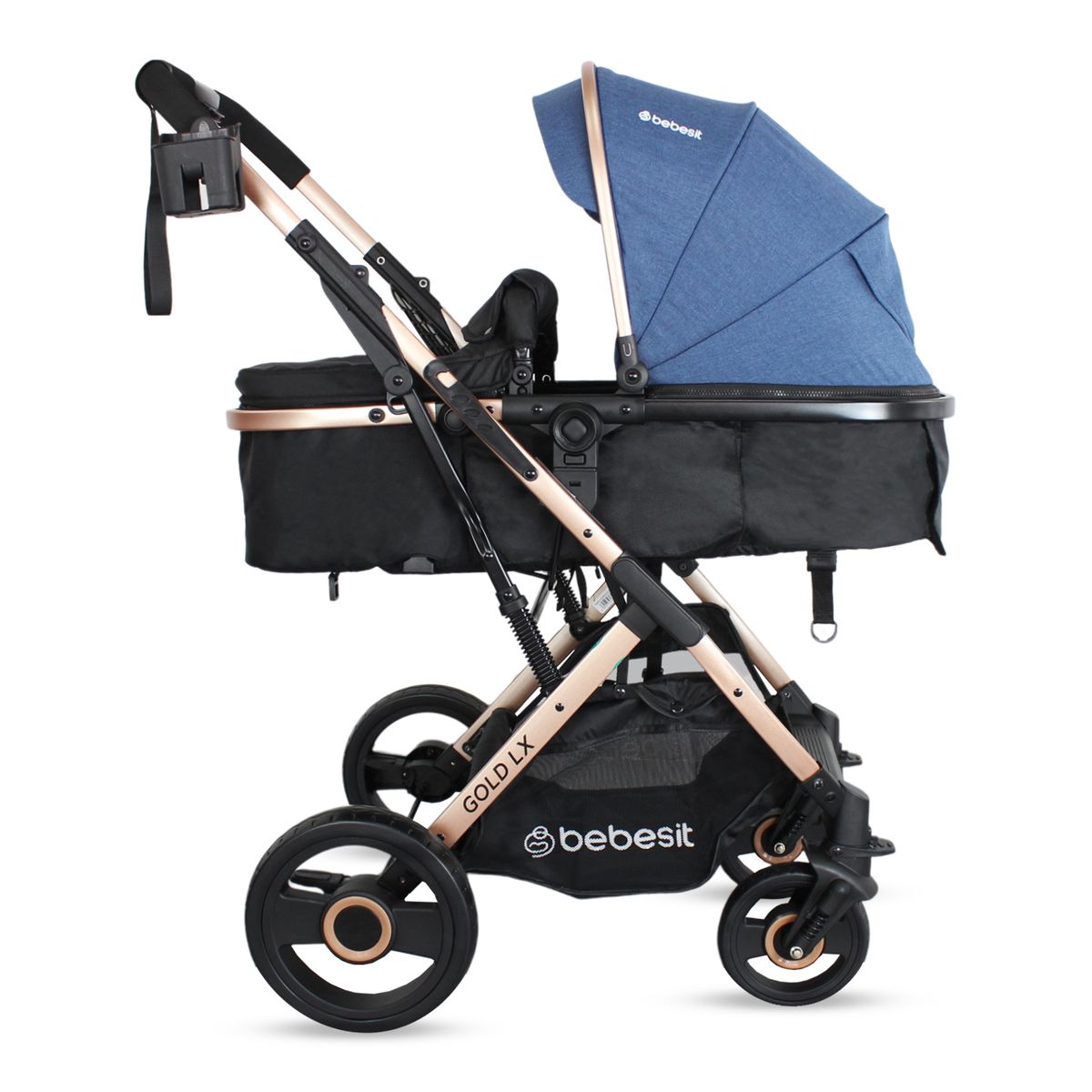 BEBESIT - Coche Moises Para Bebe Gold lx Azul