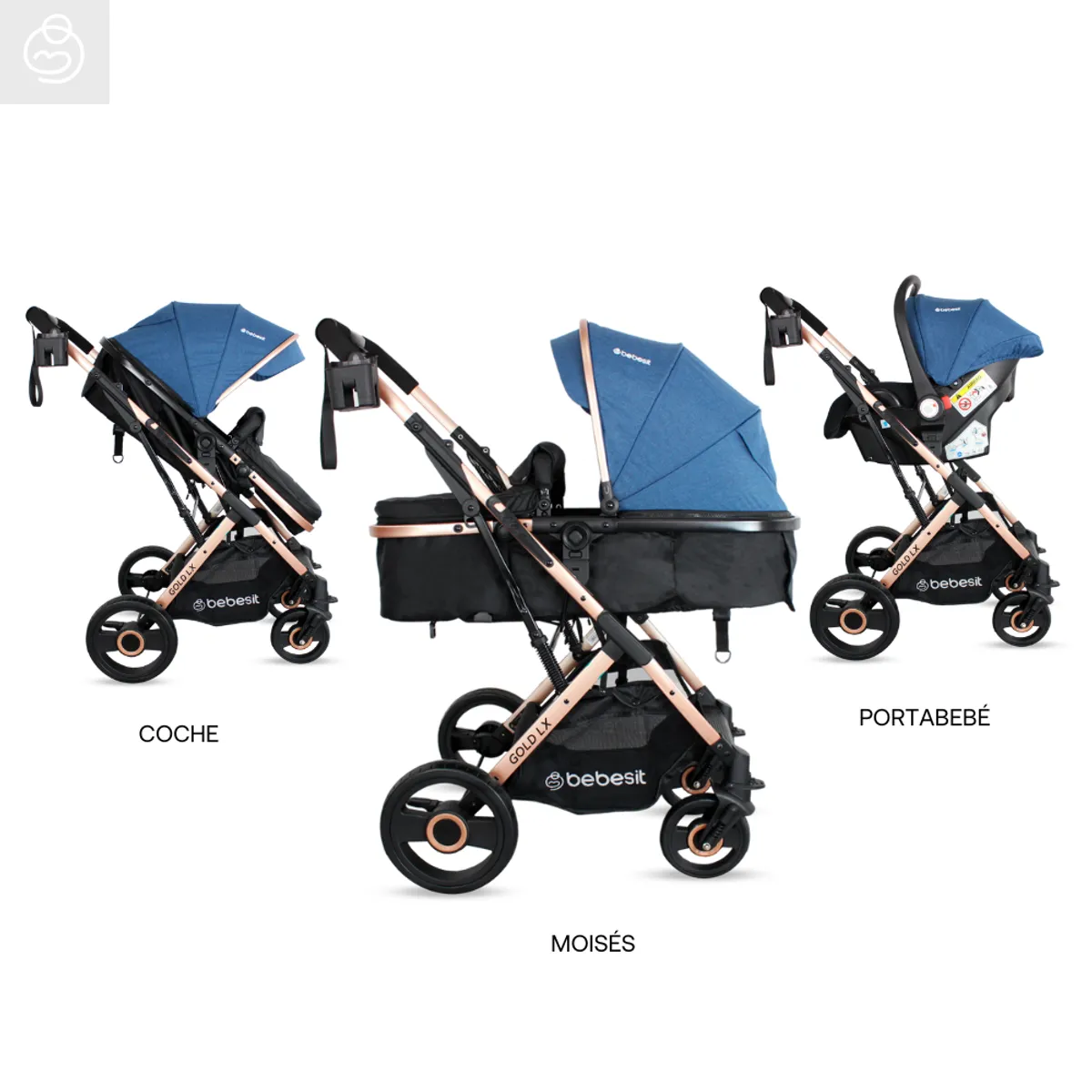 BEBESIT - Coche Bebé Travel System Gold LX Azul Bebesit