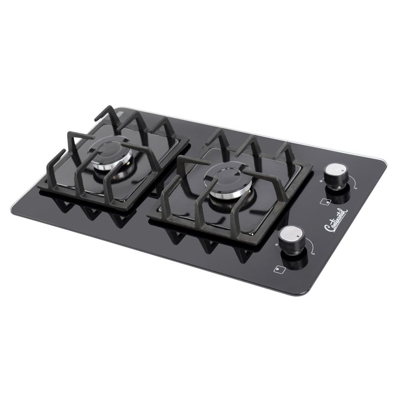 CONTINENTAL - Estufa Empotrar Vidrio Templado 2 Puestos (52x31) cm - Gas Propano 6040