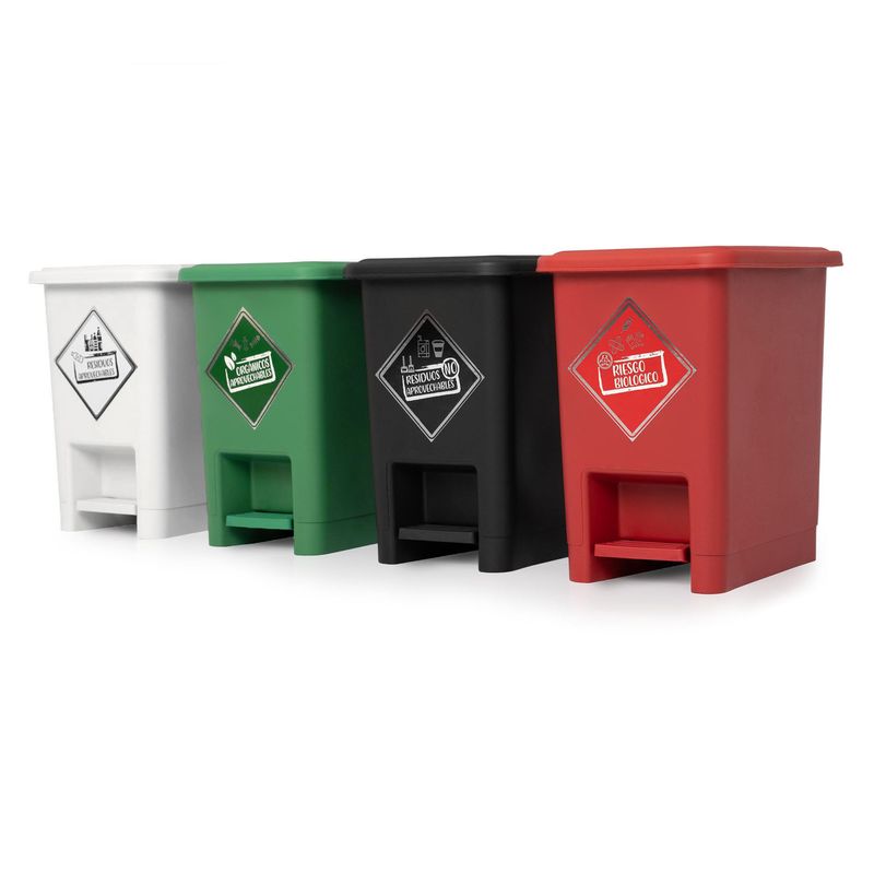 ENERGY PLUS - Punto ecológico de 8Lts con 4 canecas de reciclaje con pedal
