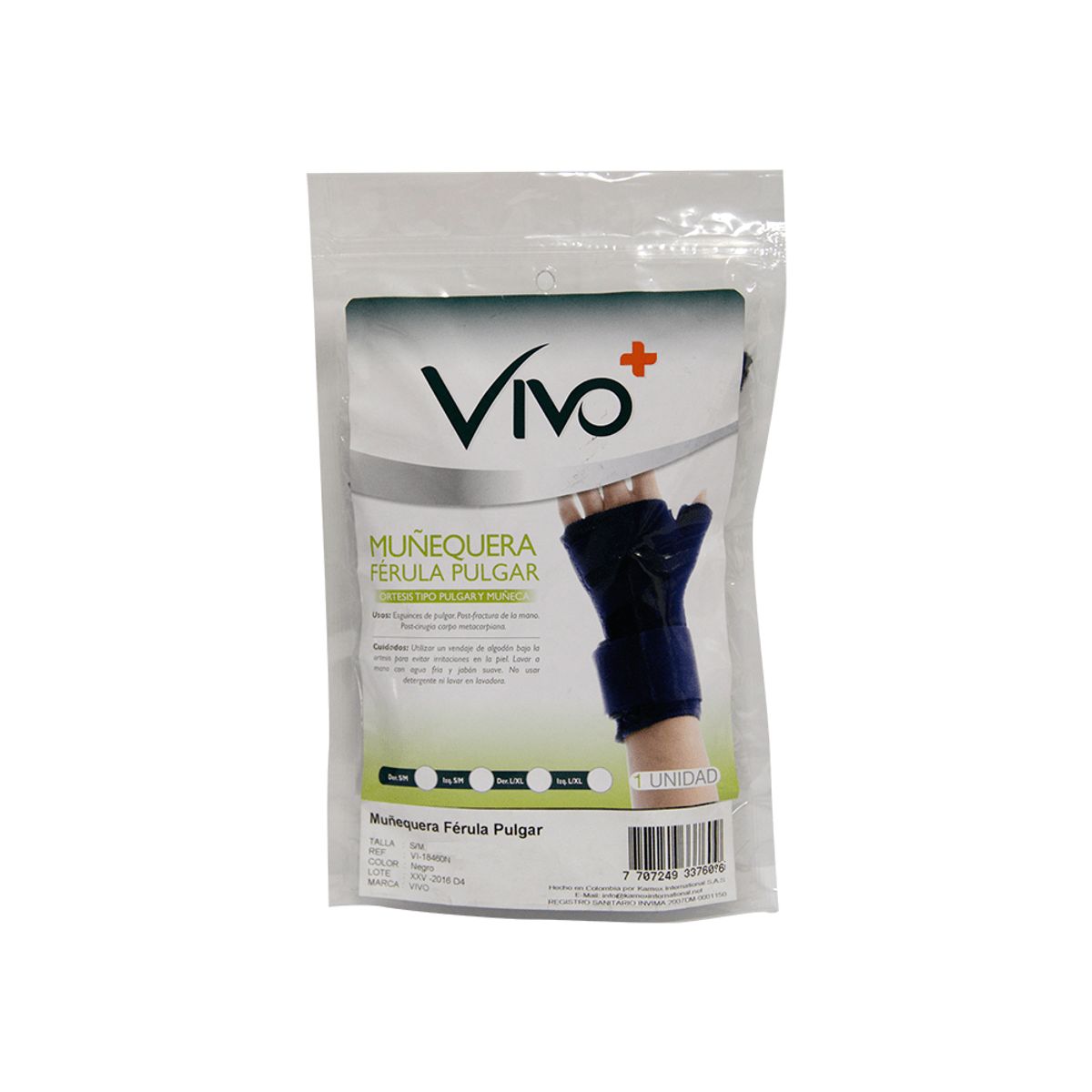 VIVO - Muñequera Ferula Pulgar Izquierda S-m