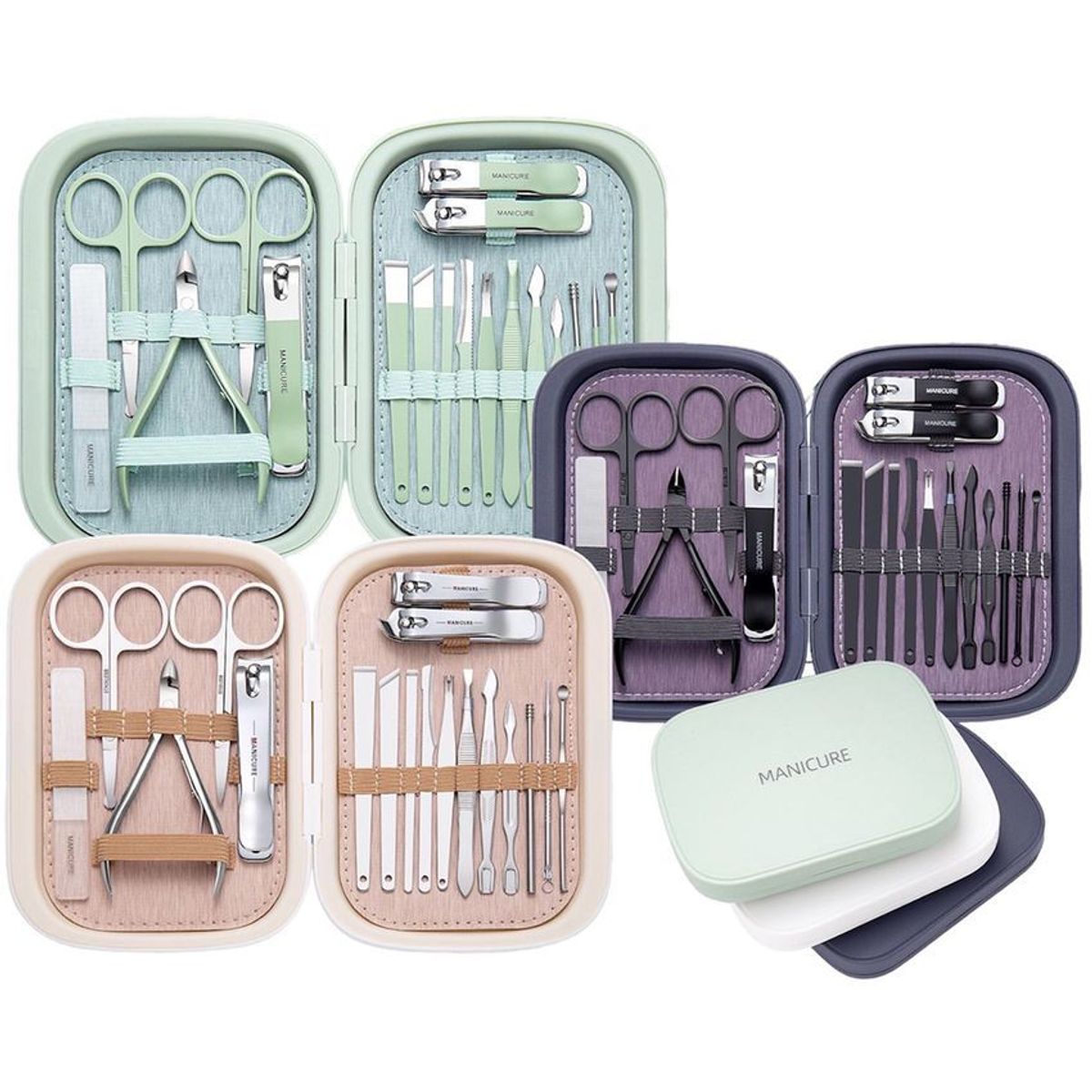 SPORTFITNESS - Set de manicure profesional en acero 18 piezas Verde-