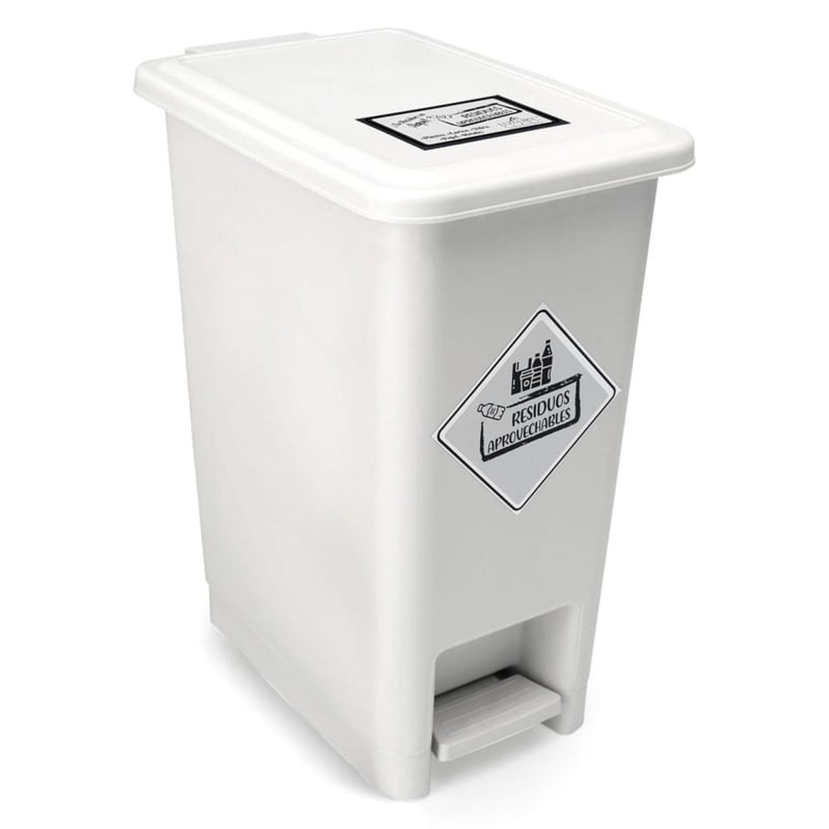 ENERGY PLUS - Caneca  plástica blanca papelera con pedal 12 Lts