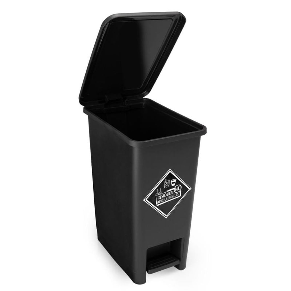 ENERGY PLUS - Caneca de reciclaje plástica negra papelera con pedal 12 Lts