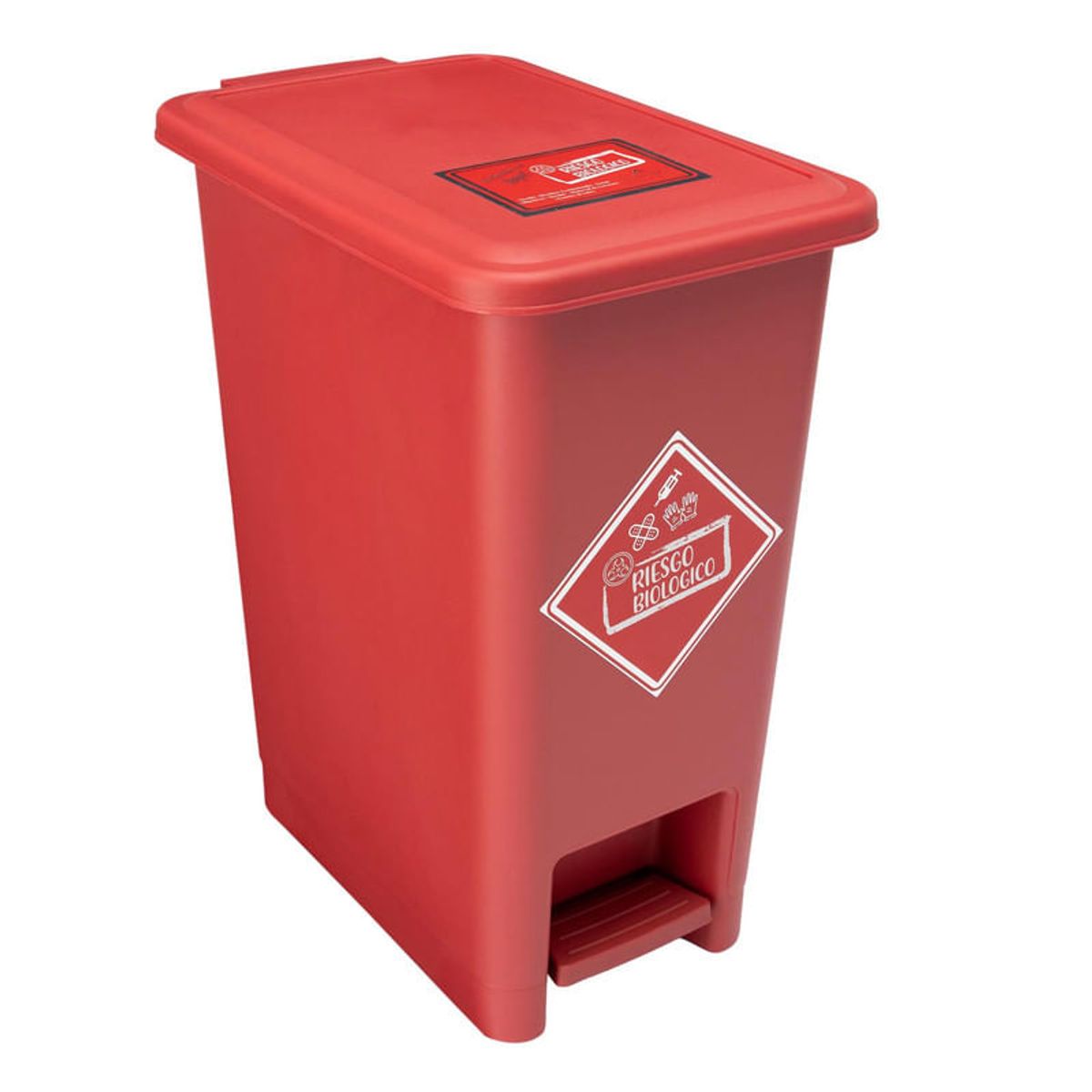 ENERGY PLUS - Caneca de reciclaje plástica roja papelera con pedal 12 Lts