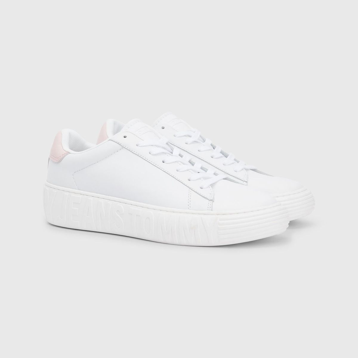 TOMMY HILFIGER - Tenis Blancos Cupsole De Piel Con Inscripción Para Mujer Tommy Hilfiger