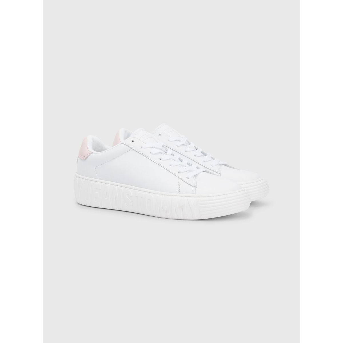 TOMMY HILFIGER - Tenis Blancos Cupsole De Piel Con Inscripción Para Mujer Tommy Hilfiger