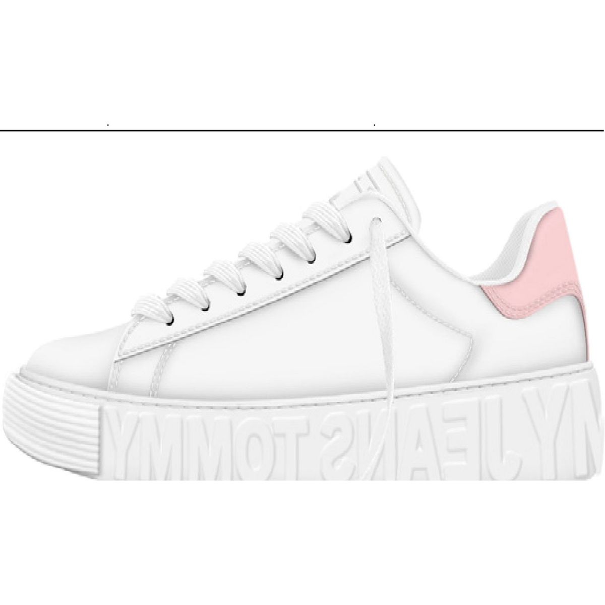 TOMMY HILFIGER - Tenis Blancos Cupsole De Piel Con Inscripción Para Mujer Tommy Hilfiger