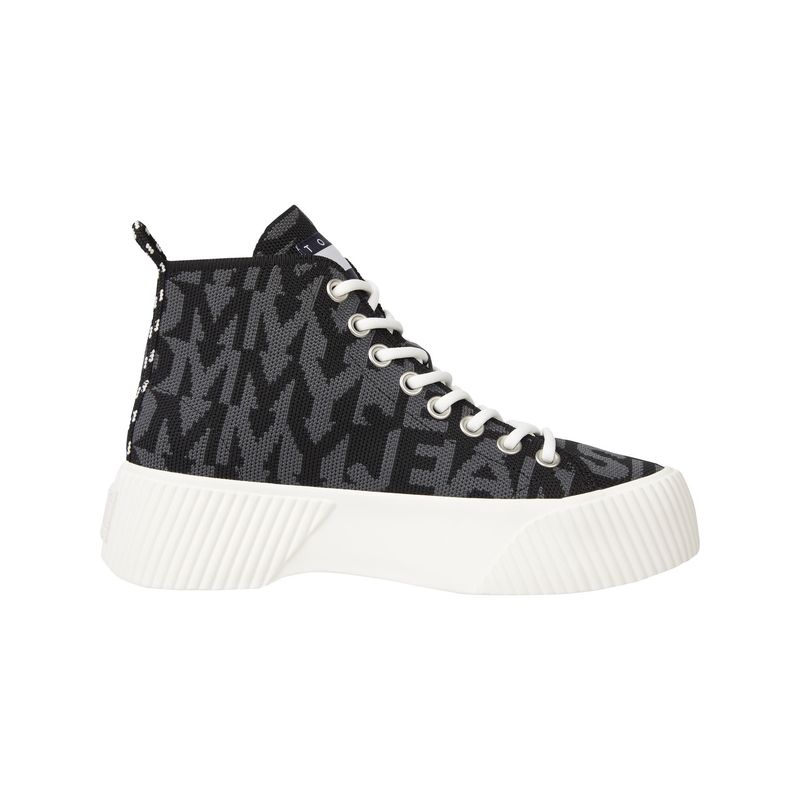TOMMY HILFIGER - Tenis Altas De Punto Con Logos Mujer Negro Tommy Hilfiger