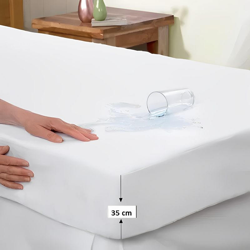 GENERICO - Protector De Colchón, Tela Anti Fluidos -  Anti ácaros, Cama Doble, 1.00 x 1.90