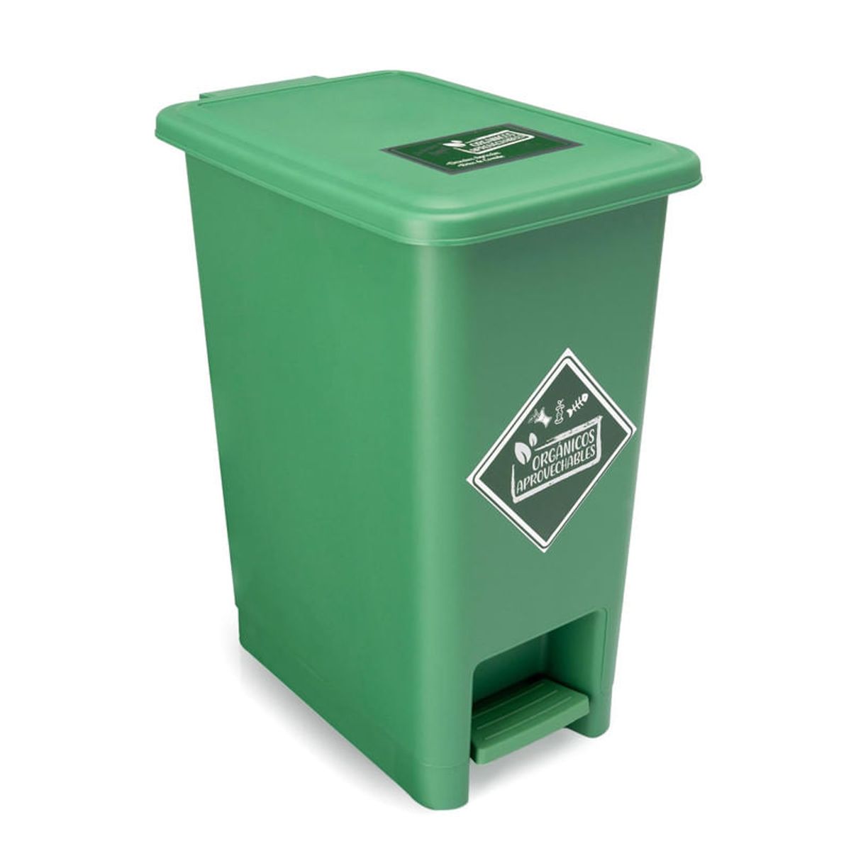 ENERGY PLUS - Caneca de reciclaje plástica verde papelera con pedal 12 Lts