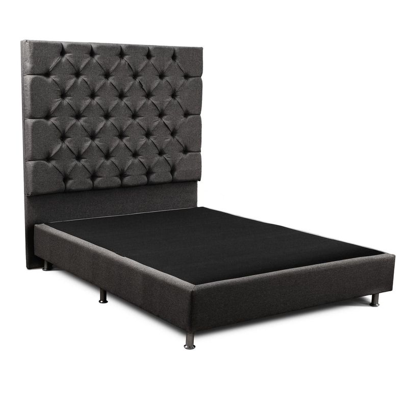 KAIU HOME - COMBO CAPITONIADO 120X190 BASE + CABECERO  GRIS