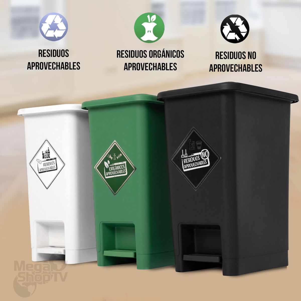 ENERGY PLUS - Punto ecológico de 12Lts con 3 canecas de reciclaje