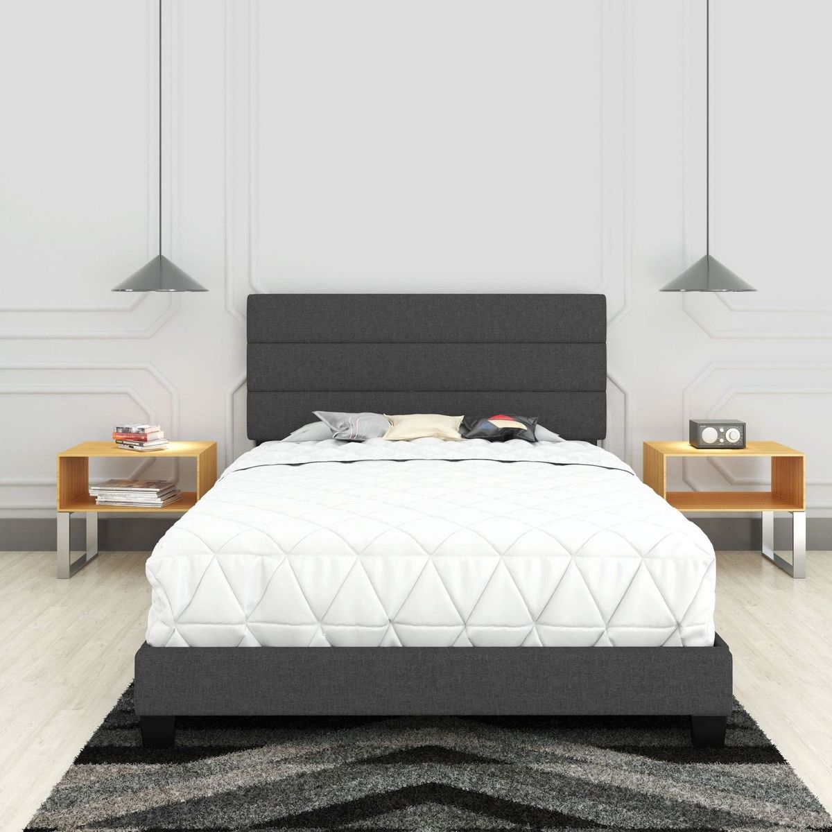 KAIU HOME - COMBO SOFIA 200X200 BASE + CABECERO GRIS OSCURO