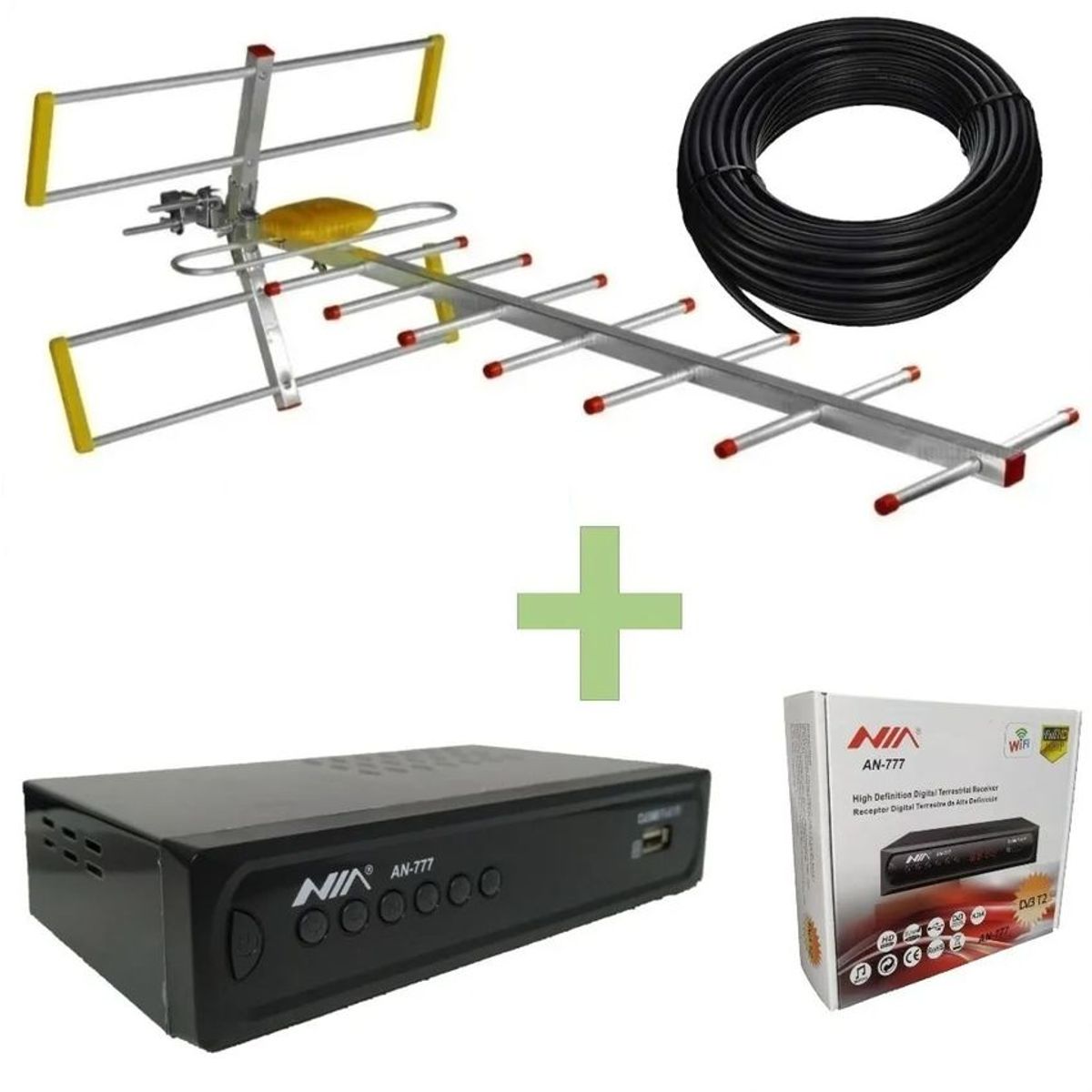 NIA - Decodificador + Antena Aérea exterior tdt colombia ec