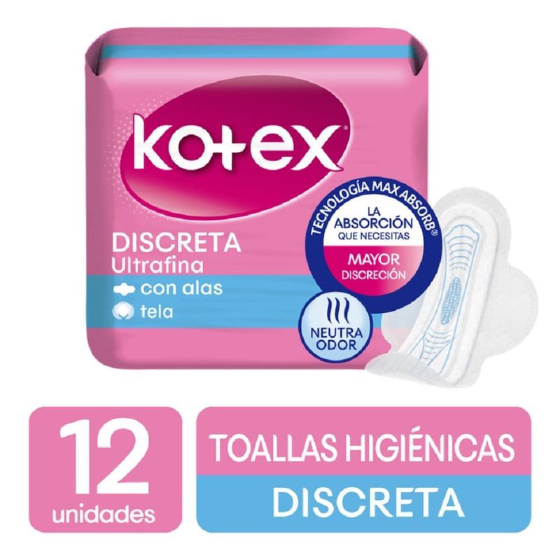 KOTEX - Toalla Higienica Kotex Discreta Con Alas X 12und