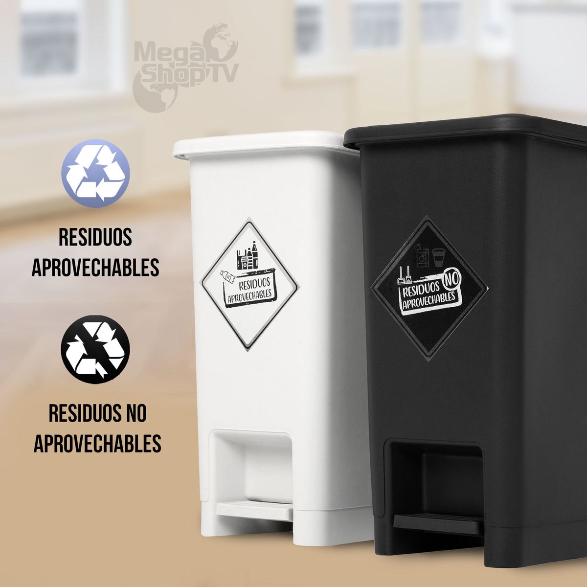 ENERGY PLUS - Punto ecológico de 12Lts con 2 canecas de reciclaje con pedal