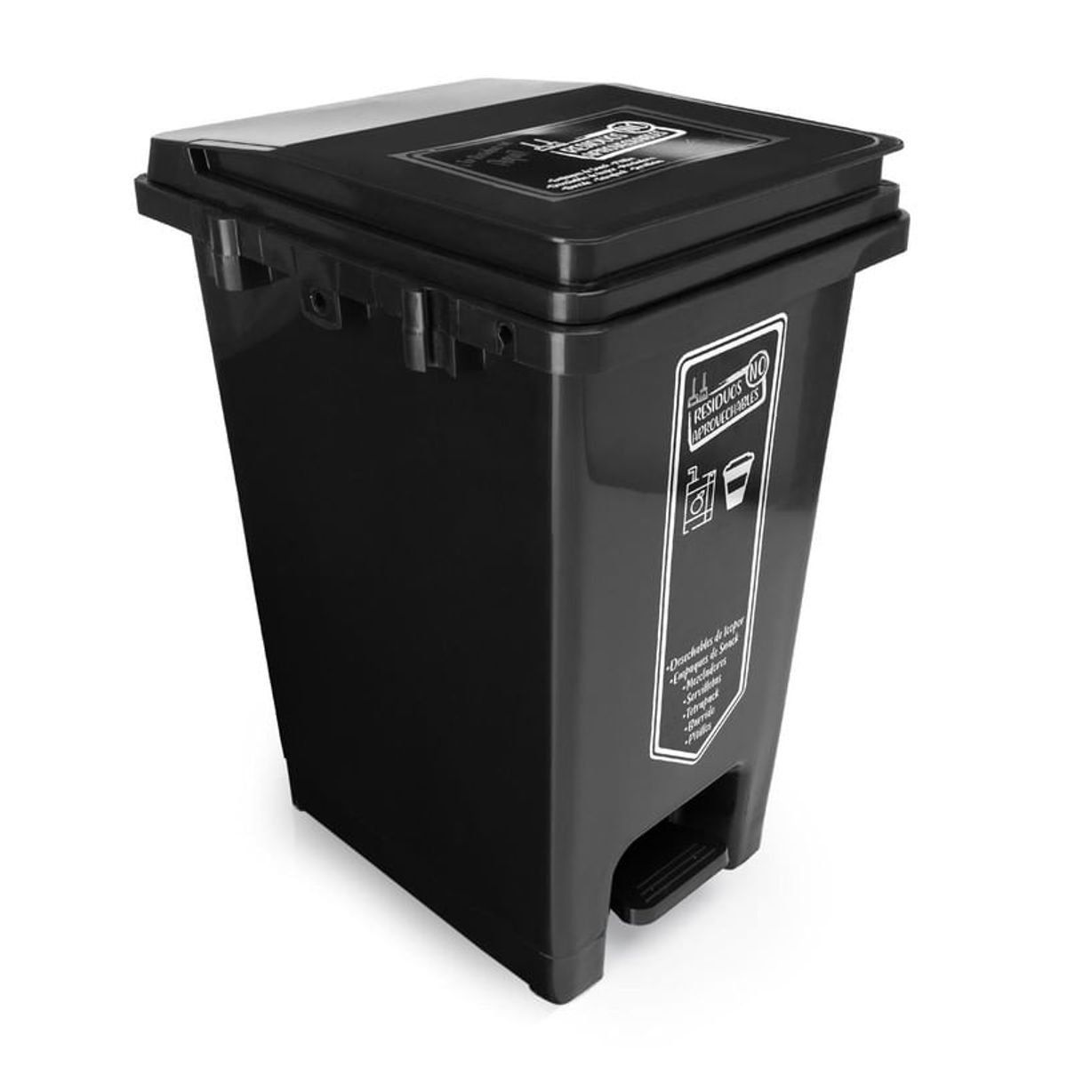 ENERGY PLUS - Caneca de reciclaje 20L con auto enganche plástica negra