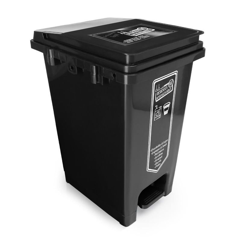 ENERGY PLUS - Caneca de reciclaje 20L con auto enganche plástica negra