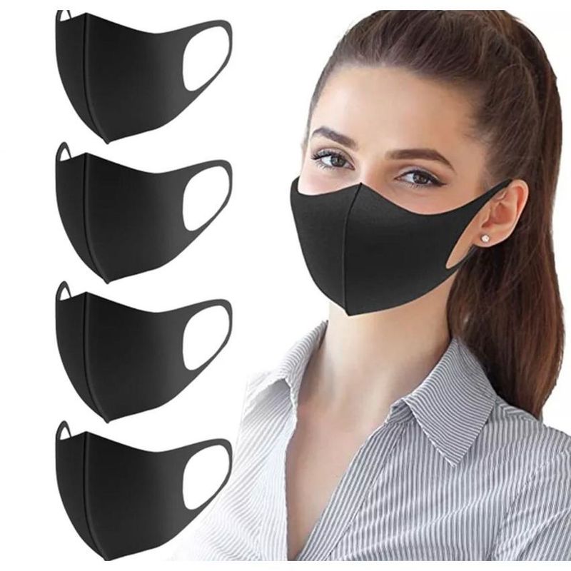 VIA7 - Set x 5 tapabocas mujer negros tela delgada lavables antifluido