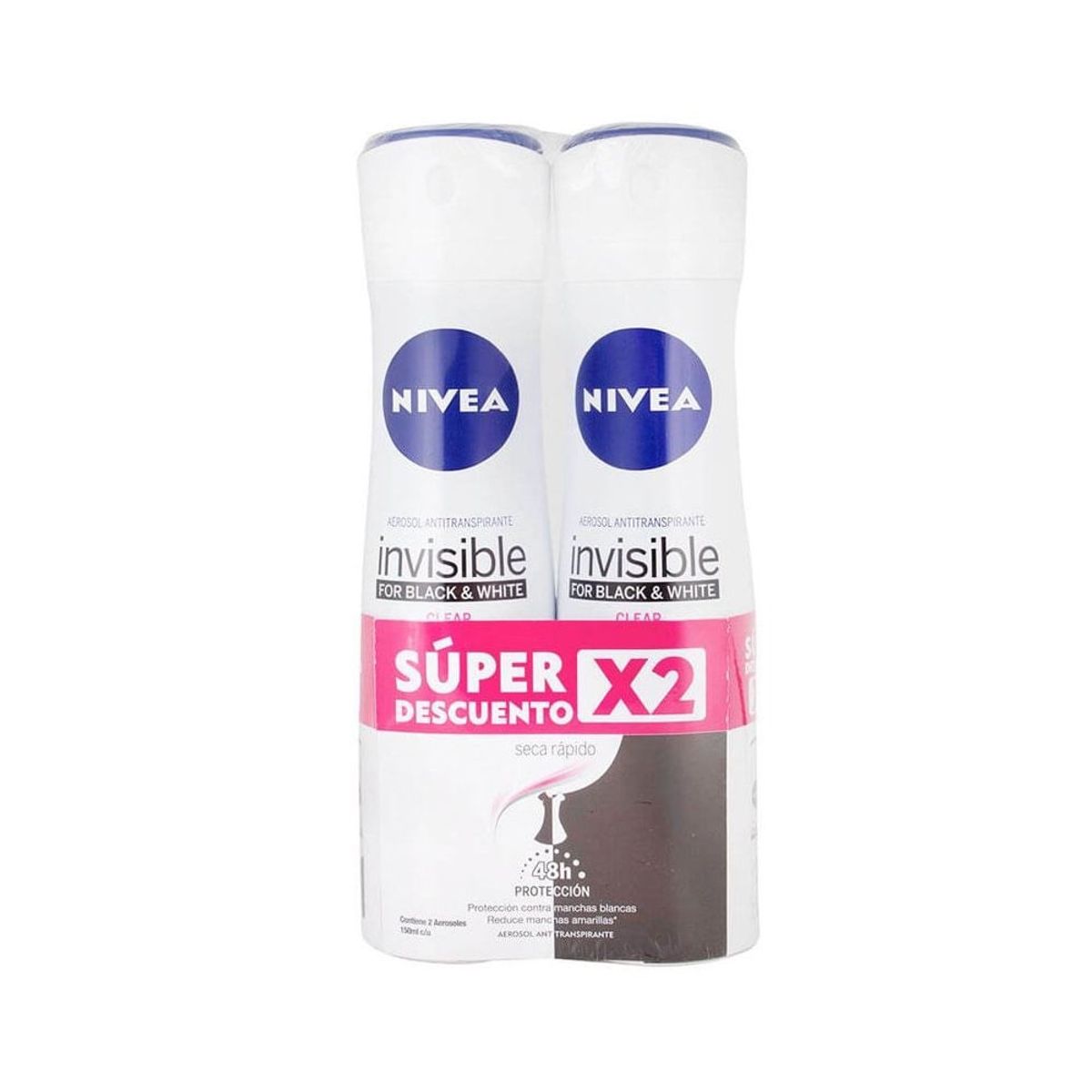 NIVEA - Oferta Desodorante Nivea Invisible Black/white 150ml X 2und