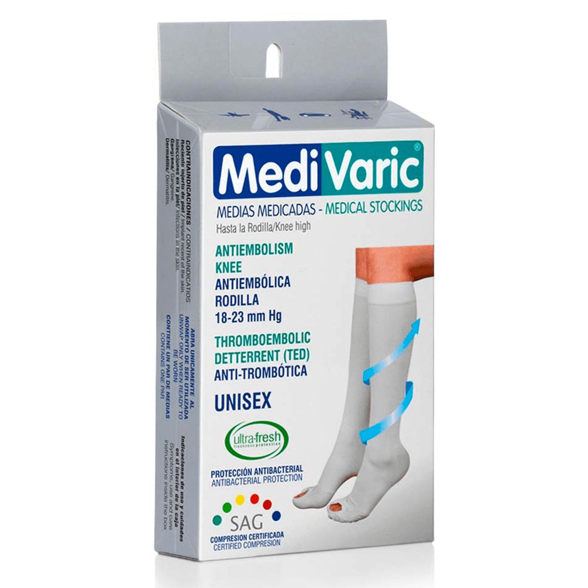 MEDIVARIC - Media Antiembolica Rodilla Medivaric Talla L Blanco