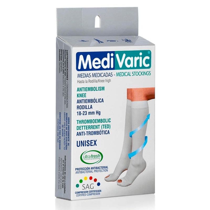 MEDIVARIC - Media Antiembolica Rodilla Medivaric Talla L Blanco