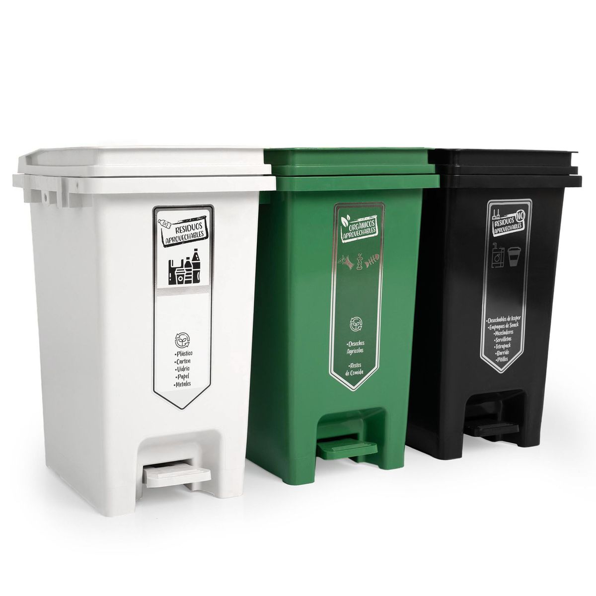 ENERGY PLUS - Punto ecológico 20L auto enganche 3 canecas reciclaje