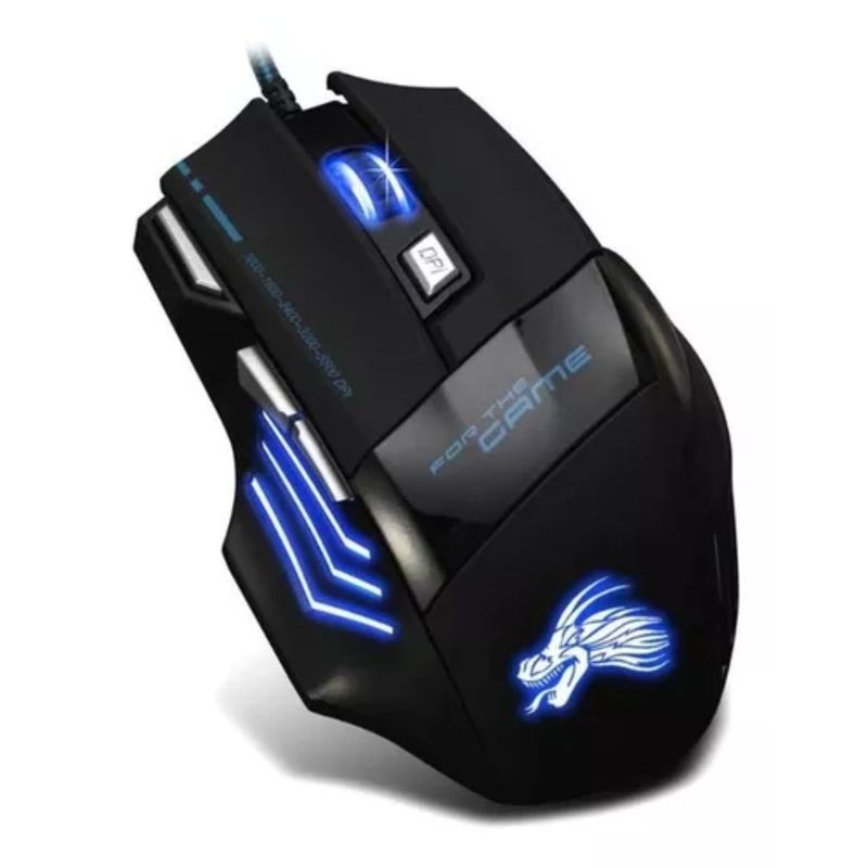 GENERICO - Mouse Gaming 5500 Dpi Usb 7 Botones Con Cable Juegos Led Luz