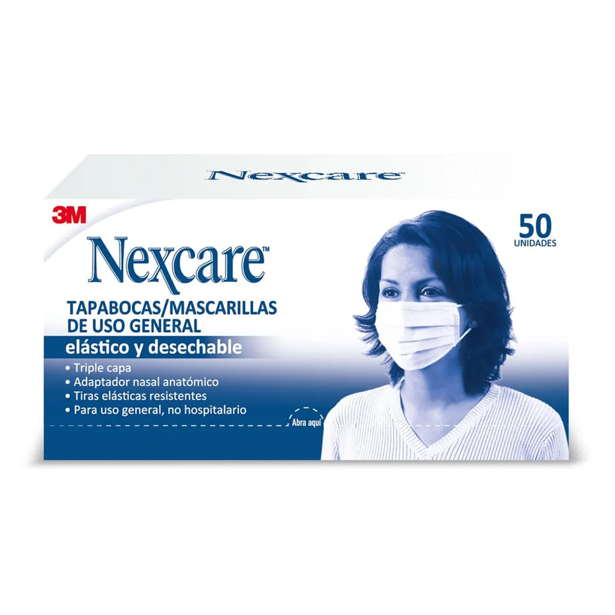 NEXCARE - Tapabocas Nexcare Elastico Desechable X 50und