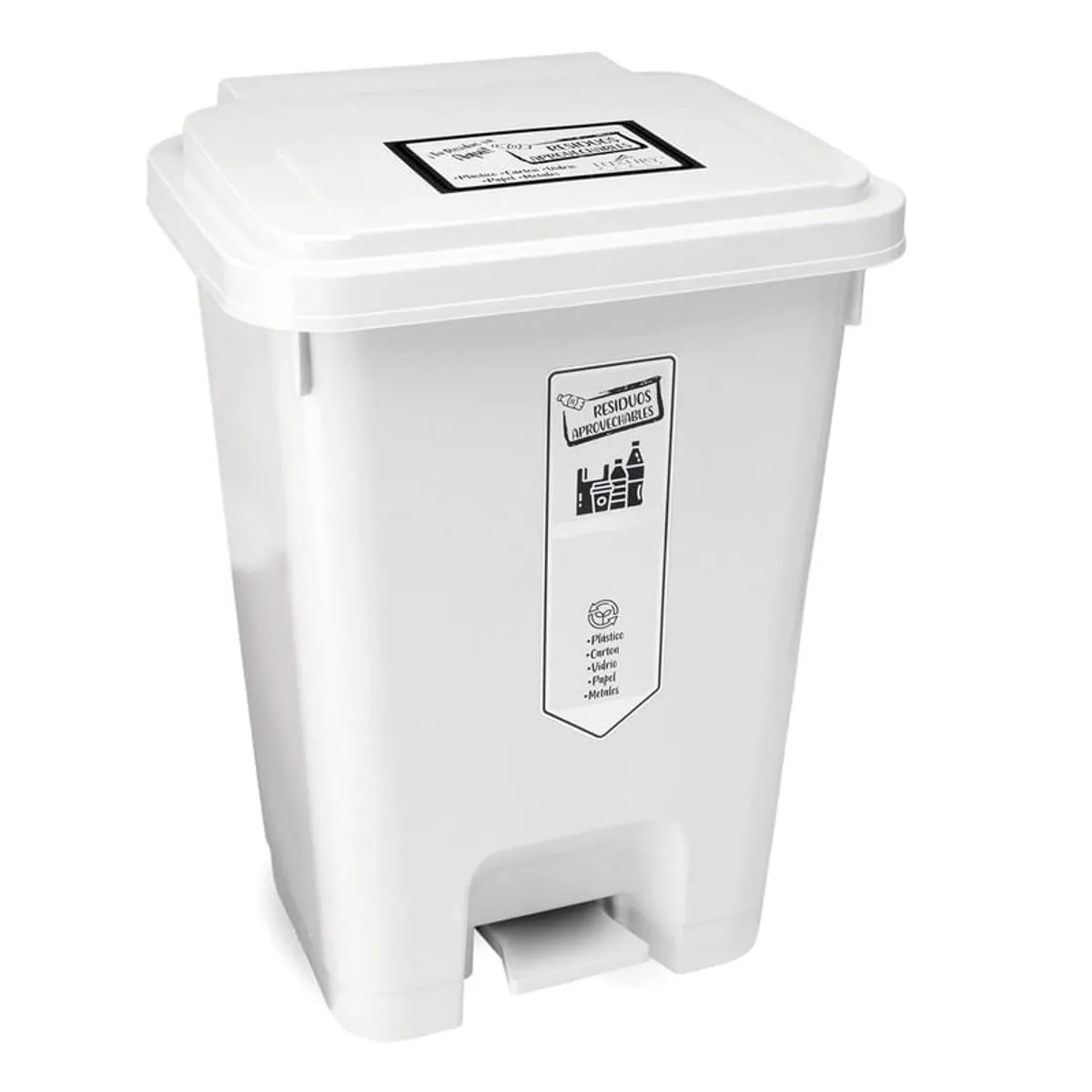 ENERGY PLUS - Caneca reciclaje grande 35L plástica papelera blanca