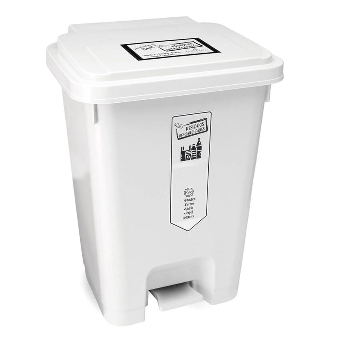 ENERGY PLUS - Caneca reciclaje grande 35L plástica papelera blanca