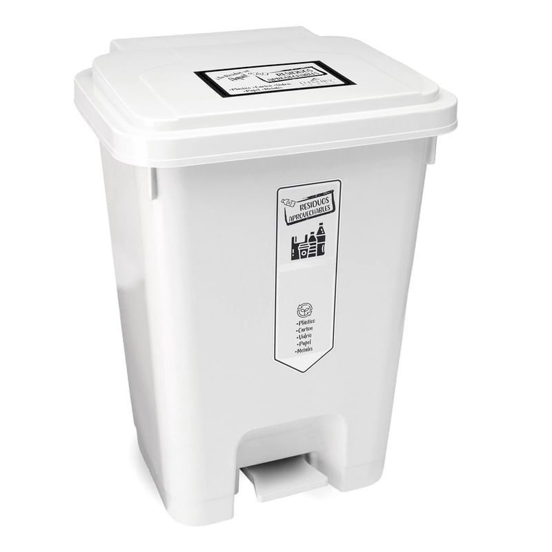 ENERGY PLUS - Caneca reciclaje grande 35L plástica papelera blanca